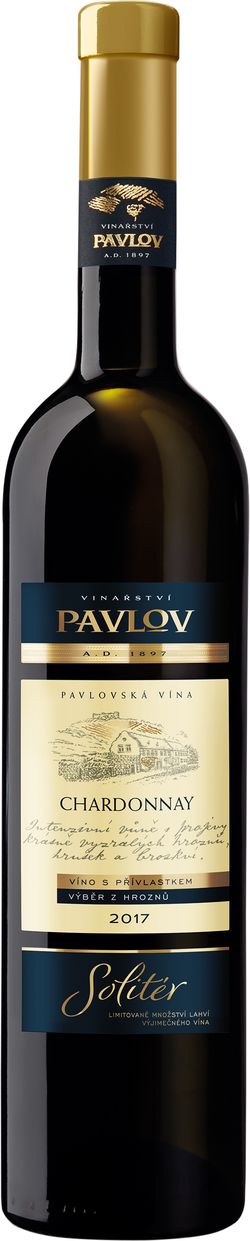 Vinařství Pavlov Chardonnay 2017 výběr z hroznů Solitér 0.75l