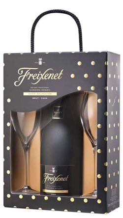 Freixenet Cordon Negro Brut se dvěma skleničkami - dárkové balení 0.75l